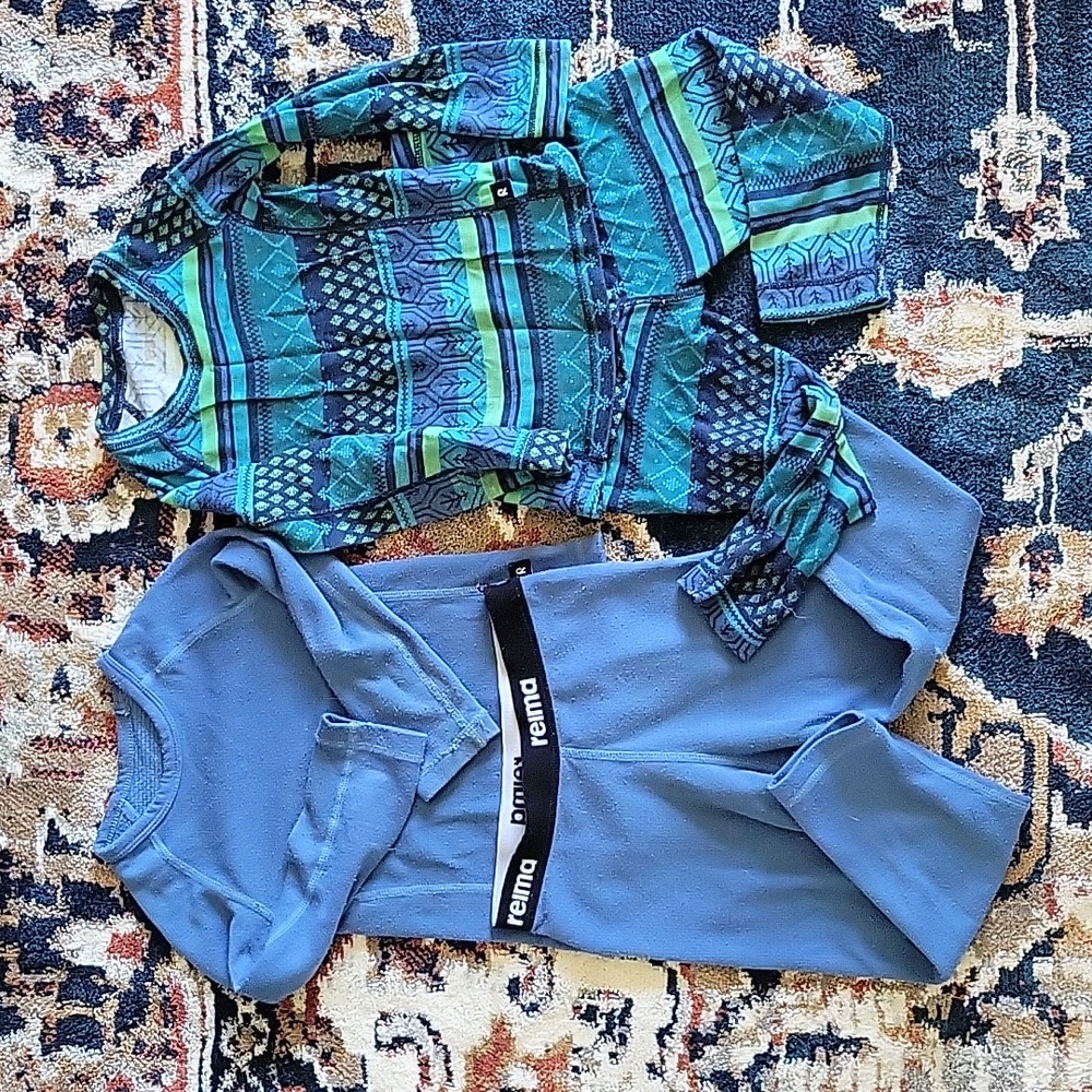 Two sets of Reima wool blend toddler base layer